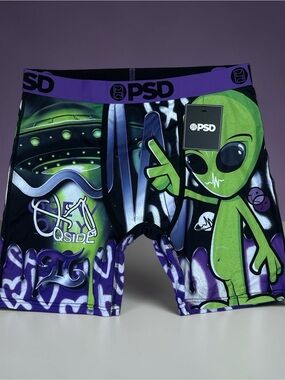PSD White Boxer Briefs with Purple Accent